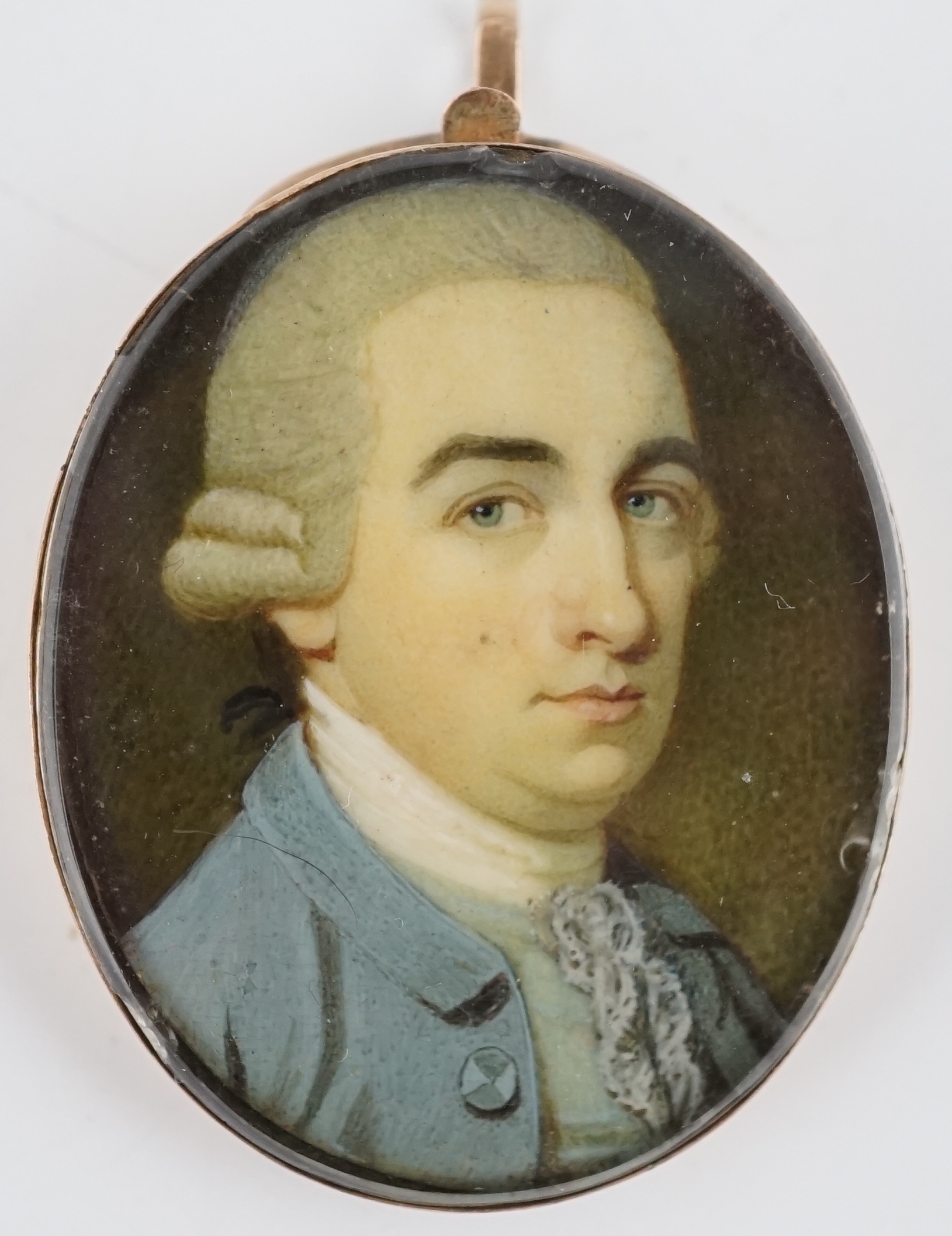 Ozias Humphrey, (English, 1742-1810), Portrait miniature of a gentleman, oil on ivory, 3.6 x 2.9cm. CITES Submission reference 7X9Q2Q5K